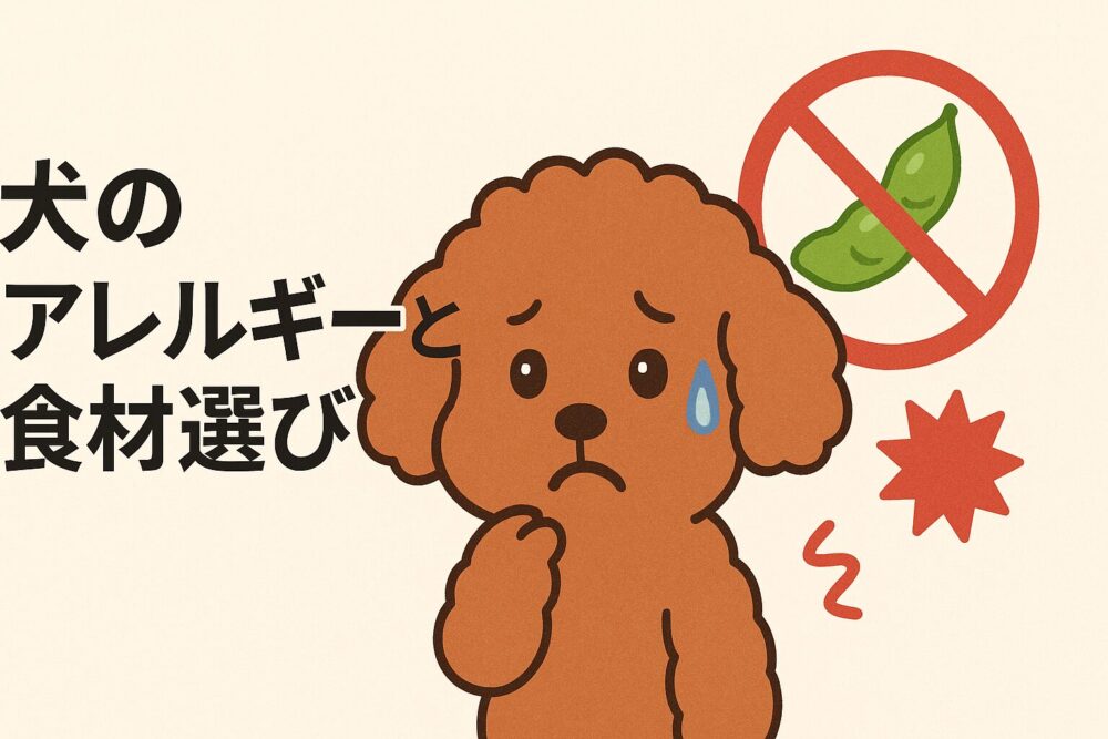 犬のアレルギーと食材選びのイラスト