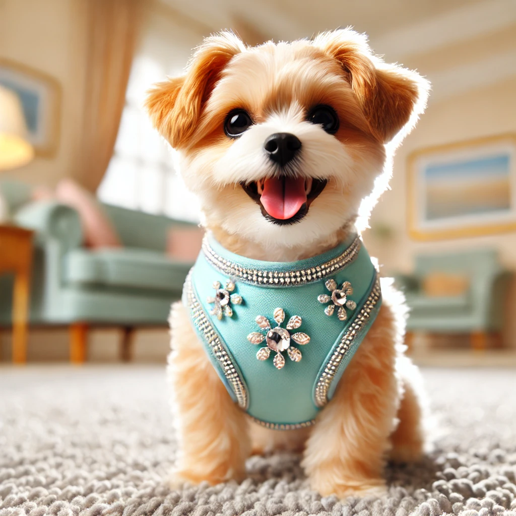 最高の犬用ハーネス：バディーベルト ハーネス 7号 ロビンズエッグブルー スワロフスキークリスタル付 