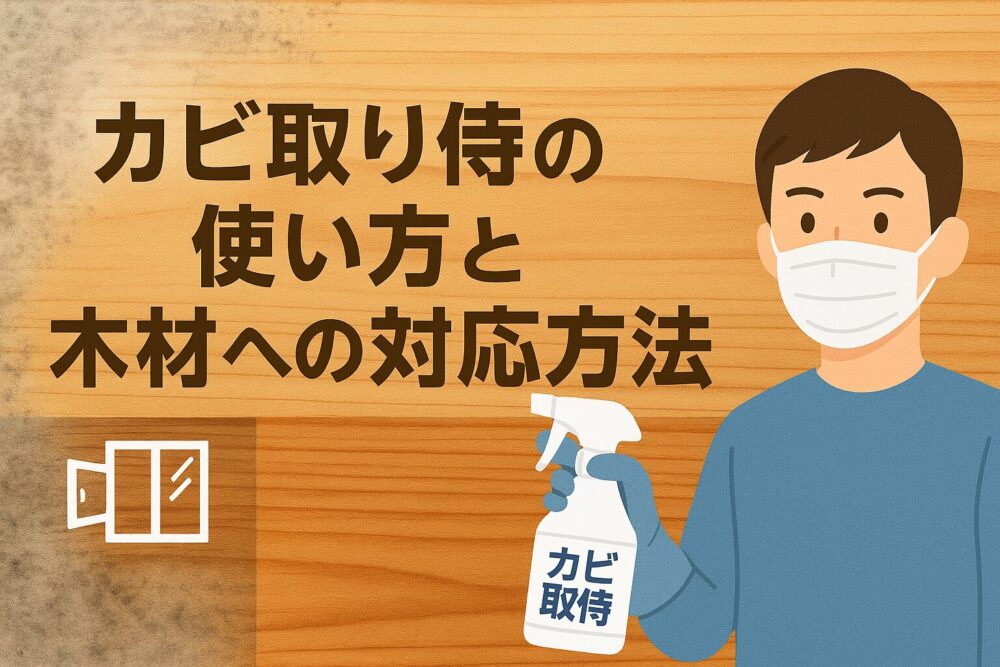 カビ取り侍の使い方と木材への対応方法を表した図解