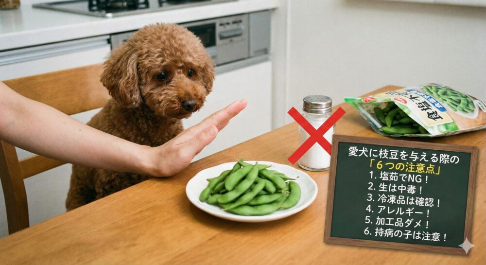 犬と枝豆の注意書き