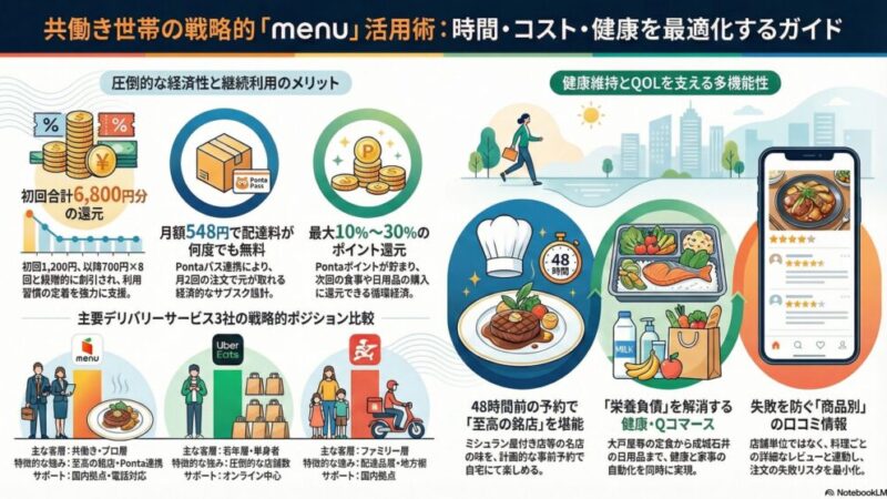 【共働き必見】menu初回クーポン6,800円分の活用術！Pontaパス併用で家事時間を劇的に減らす方法